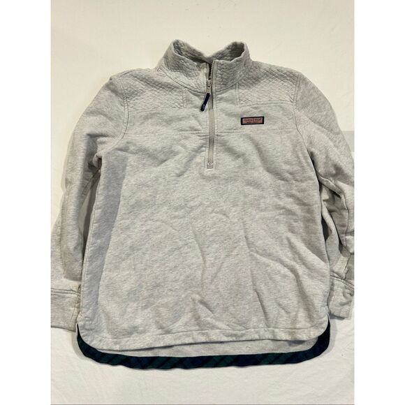 Vineyard Vines Sweater Quarter Zip Gray Mock Neck Quilted Pullover, Size S - Picture 1 of 8